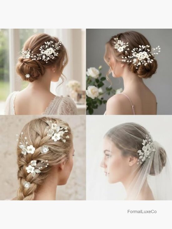 10 Piece Silver Wedding Hair Pins Set Pearl Rhinestone Bridal Hair Accessories main image 4